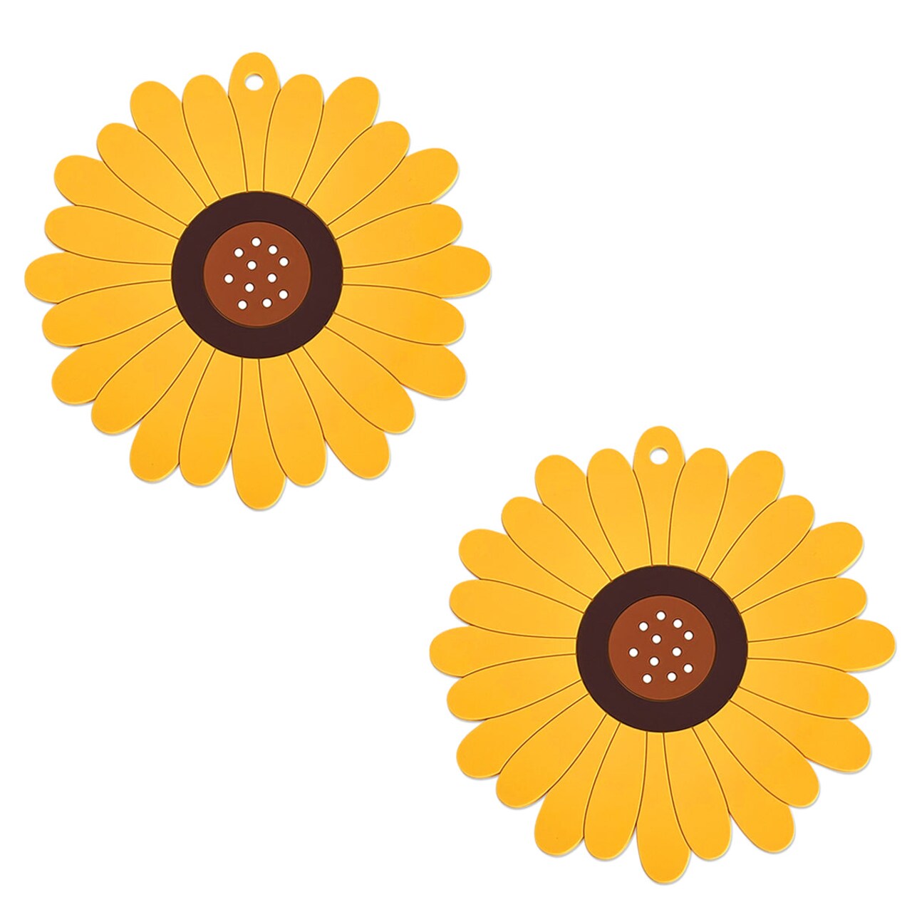 Wrapables Sunflower Coasters, Trivet Mats, Pot Holders for Cups, Drinks, Pots and Pans (Set of 2)